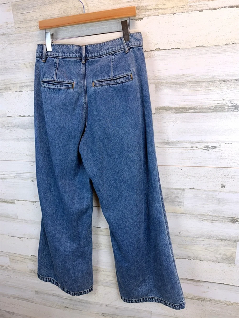 LOFT Wide Leg Jeans High Rise Trouser Denim Sz 8 Y2K Coastal Chic Casual - Picture 5 of 13